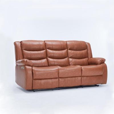 Sofá Hollywood 3 Lugares Reclinável 204CM Caramelo Couro Sintético Gran Belo
