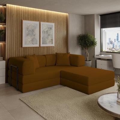 Sofá Cama Compact Air 3 Lugares com Chaise 188cm Terracota Balaqui Decor