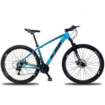 Bicicleta Aro 29 Mountain Bike Alumínio 24 Marchas Azul Preto KSW