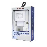 Kit Carregador Moto G5 S Plus com Cabo Micro Usb V8 Kingo Branco - 4
