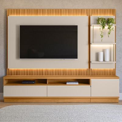 Painel com Rack Bancada e Módulo Lateral Singapura 238cm Tv Até 70 Off White Gran Belo
