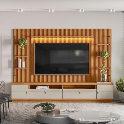 Estante Home para Tv 75 Aloha G77 268cm MDF-MDP com Led Nature-off White Gran Belo