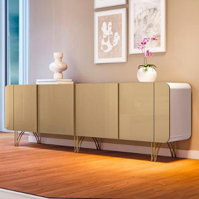 Buffet Decorativo Saluti G26 Contemporâneo 3 Portas MDF-MDP 220cm Off White-champagne Gran Belo