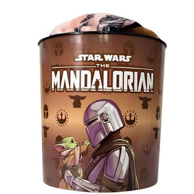 Kit Balde de Pipoca e Manta Star Wars Baby Yoda Mandalorian 5L para Filme em Casa Marrom