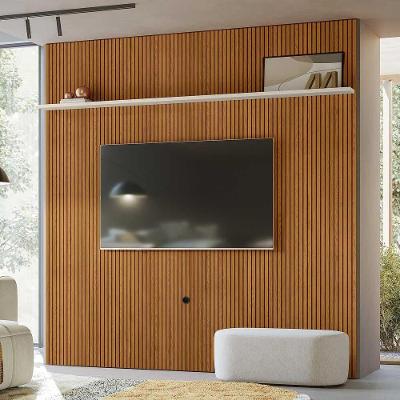 Painel Decorativo para Tv Hirta 245cm Até 75 Polegadas MDP Cinamomo-offwhite Gran Belo