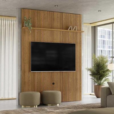 Painel Decorativo para Tv Sanson Até 65 Polegadas 245cm Mdf Mdp Cumaru G97 Gran Belo