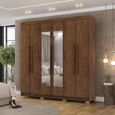 Guarda Roupa Casal Doral G98 6 Portas de Bater 2 Gavetas Nogueira Gran Belo