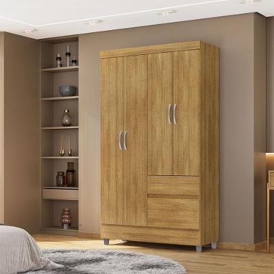 Guarda Roupa Solteiro Abruzzo G98 4 Portas de Bater 2 Gavetas Nature Gran Belo
