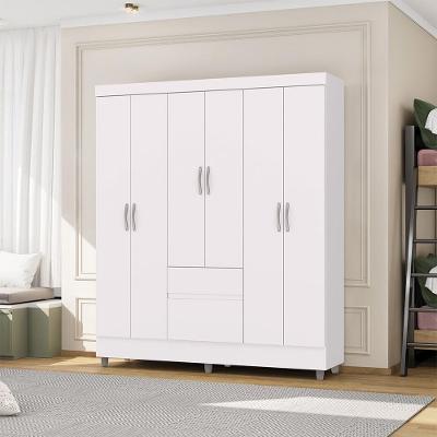 Guarda Roupa Casal Abruzzo G98 6 Portas de Bater 2 Gavetas MDF-MDP Branco-Terracota Gran Belo