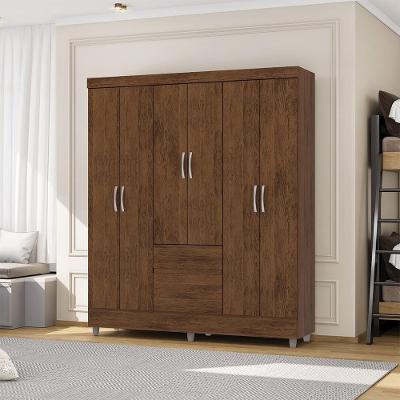 Guarda Roupa Casal Abruzzo G98 6 Portas de Bater 2 Gavetas em MDF-MDP Nogueira Gran Belo