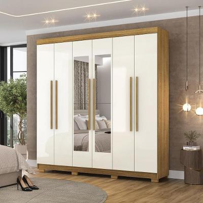 Guarda Roupa Casal Doral G98 6 Portas de Bater 2 Gavetas Nature-Offwhite Gran Belo