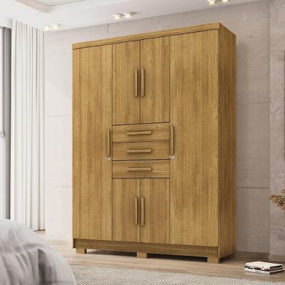 Guarda Roupa Casal Belga G98 6 Portas de Bater 3 Gavetas MDP MDF Nature Gran Belo