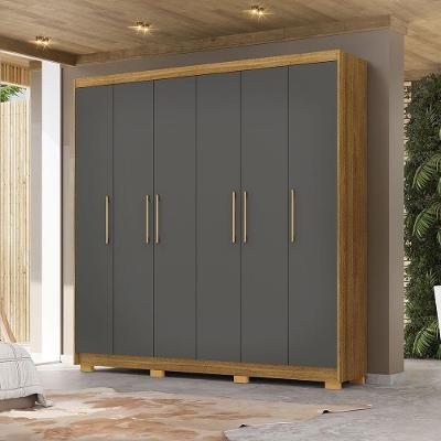 Guarda Roupa Casal Forest G98 6 Portas de Bater 6 Gavetas Mdf Nature-Chumbo Gran Belo
