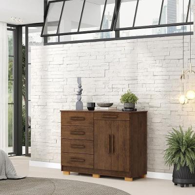 Cômoda Sapateira Batel G98 5 Gavetas MDF MDP com Puxador em MDF Nogueira Gran Belo
