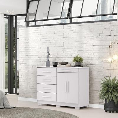 Cômoda Sapateira Batel G98 5 Gavetas em MDF MDP com Puxador em MDF Branco Gran Belo