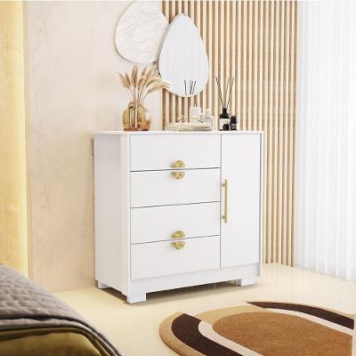 Cômoda Sapateira Flex Vollard G98 4 Gavetas MDF-MDP Puxadores Branco-terracota Gran Belo