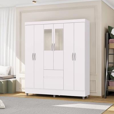 Guarda Roupa Casal Abruzzo G98 6 Portas de Bater 2 Gavetas Branco-terracota Gran Belo