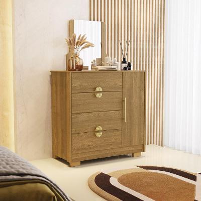 Cômoda Sapateira Vollard G98 4 Gavetas com Espelho e Porta Nature Gran Belo