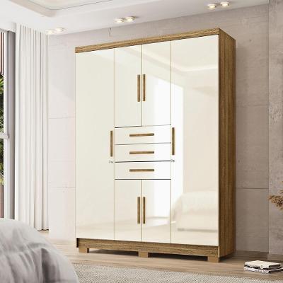 Guarda Roupa Casal Belga G98 6 Portas de Bater 3 Gavetas MDP-MDF Nature-Offwhite Gran Belo