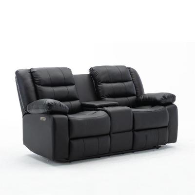 Sofá Hollywood 2 Lugares Reclinável Elétrica com Massagem Baú Pu Preto Gran Belo