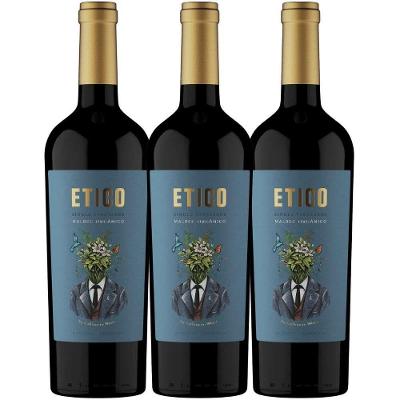 Kit 3 Garrafas Vinho Tinto Seco Argentino Malbec Mendoza Carbonero Etico 750ml