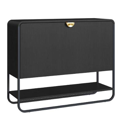 Sapateira Luna 28091 1 Porta 93cm MDP Nero Preto Artesano Móveis