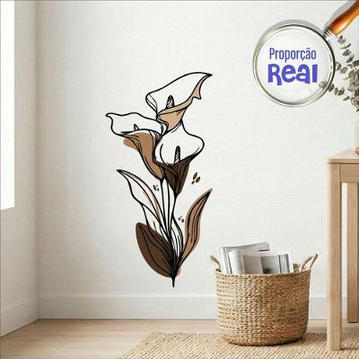 Adesivo de Parede Decorativo Mod.04 Floral Boho Minimalista Marrom Preciso Decor