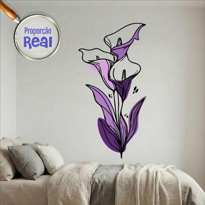 Adesivo de Parede Decorativo Floral Boho 75x150 Mod.04 Roxo Preciso Decor