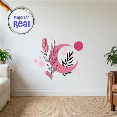 Adesivo de Parede Boho Floral Mod 05 Nórdico Rosa 80x68 Vinil Fosco Preciso Decor