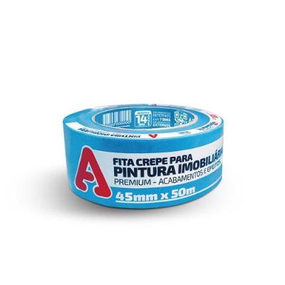 Fita Crepe Imobiliária Azul Neon 45mm X 50m para Pintura com Remoção Limpa Adere