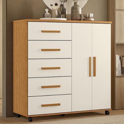Cômoda para Quarto Torena A02 5 Gavetas com Portas Cinamono-off Mpozenato