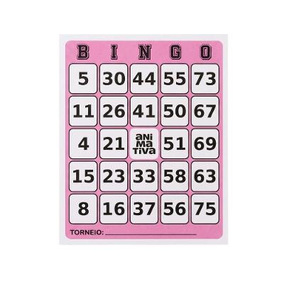Cartela de Bingo Papel Offset 11,3cm X 9,1cm com 96 Folhas Rosa