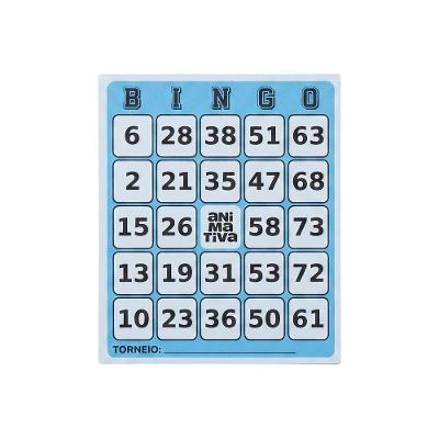 Cartela de Bingo 96 Folhas Azul para Festas e Confraternizações em Papel Offset 56g-m2