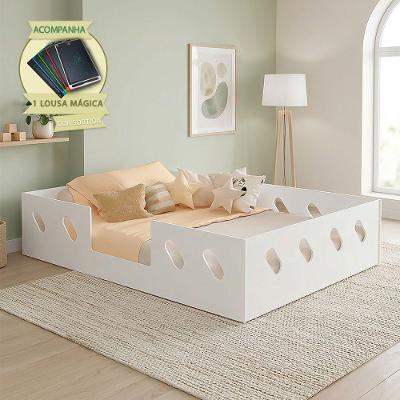 Cama Infantil Montessoriana Casal Helena com Lousa Mágica em MDF Branco