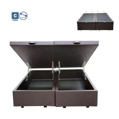 Cama Box Baú Casal 138x188 Bipartida em Madeira com Abertura Pneumática Marrom RR Colchões
