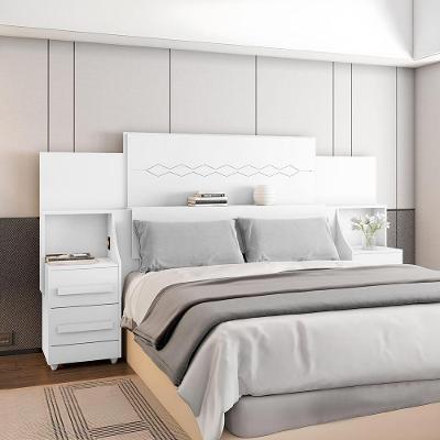 Cabeceira Síria Casal com Apoio Lateral para Box em MDF Branco RV Móveis