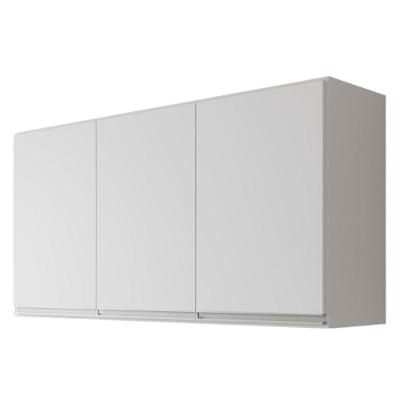 Armário Aéreo Smart 120cm 3 Portas MDF com Porta Giratória Branco MP Alumínio