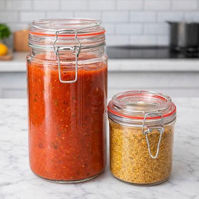 Kit Pote Hermético para Mantimentos Vidro Vedação Cozinha Transparente 1000ML 300ML