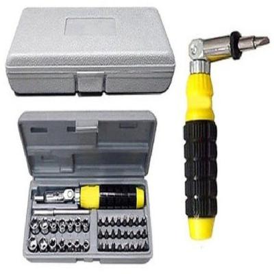 Kit Jogo de Catraca Reversível com Chave de Fenda Bits e Soquetes 41 Peças Multicoisa da Paju