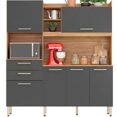 Kit Cozinha Serena 6 Portas 2 Gavetas 178cm Amêndola-grafito Demóbile