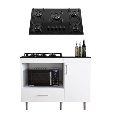 Kit Balcão para Cozinha Turim com Cooktop 5 Bocas 1 Porta MDF-MDP 105cm Branco Movelove