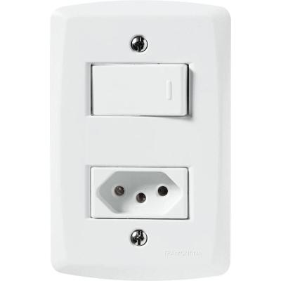 Interruptor Simples com Tomada 2P+T 10A Branco para Uso Residencial e Comercial Tramontina