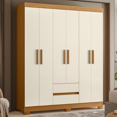 Guarda Roupa Casal Lipion A02 6 Portas 2 Gavetas MDP Cinamomo-Off Mpozenato