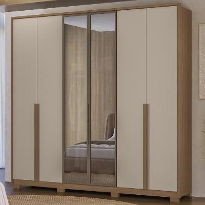 Guarda Roupa Casal Saara Z17 6 Portas Giratórias 4 Gavetas MDP Carvalho-Fendi Mpozenato