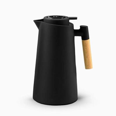 Garrafa Térmica com Termômetro 1L Plástico Madeira e Inox Livre de Bpa Display Digital Preto