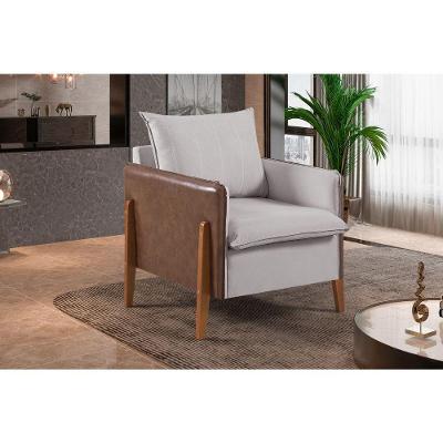 Poltrona MM-25 para Sala de Estar em Veludo Confortável Cinza Estofados Martins