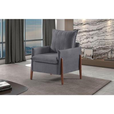Poltrona MM-23 V-211 Decorativa em Veludo Cinza Escuro Estofados Martins
