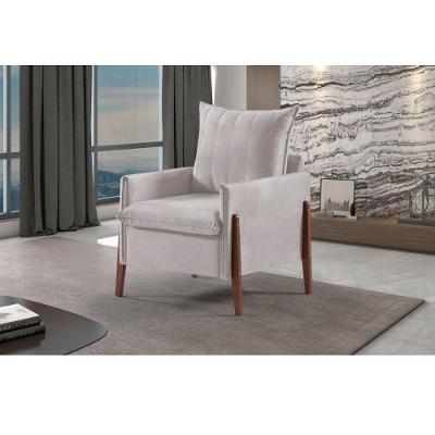 Poltrona MM-23 Decorativa em Veludo Creme para Sala de Estar Estofados Martins