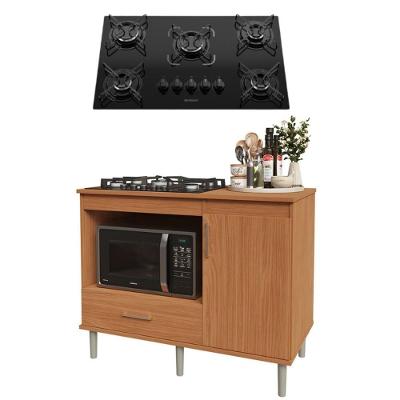 Kit Balcão para Cozinha Turim com Cooktop 1 Porta MDF-MDP 105cm Marrom Movelove