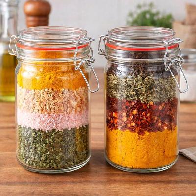 Kit 12 Pote Hermético para Mantimentos Vidro Trava Metal 1L para Cozinha Transparente